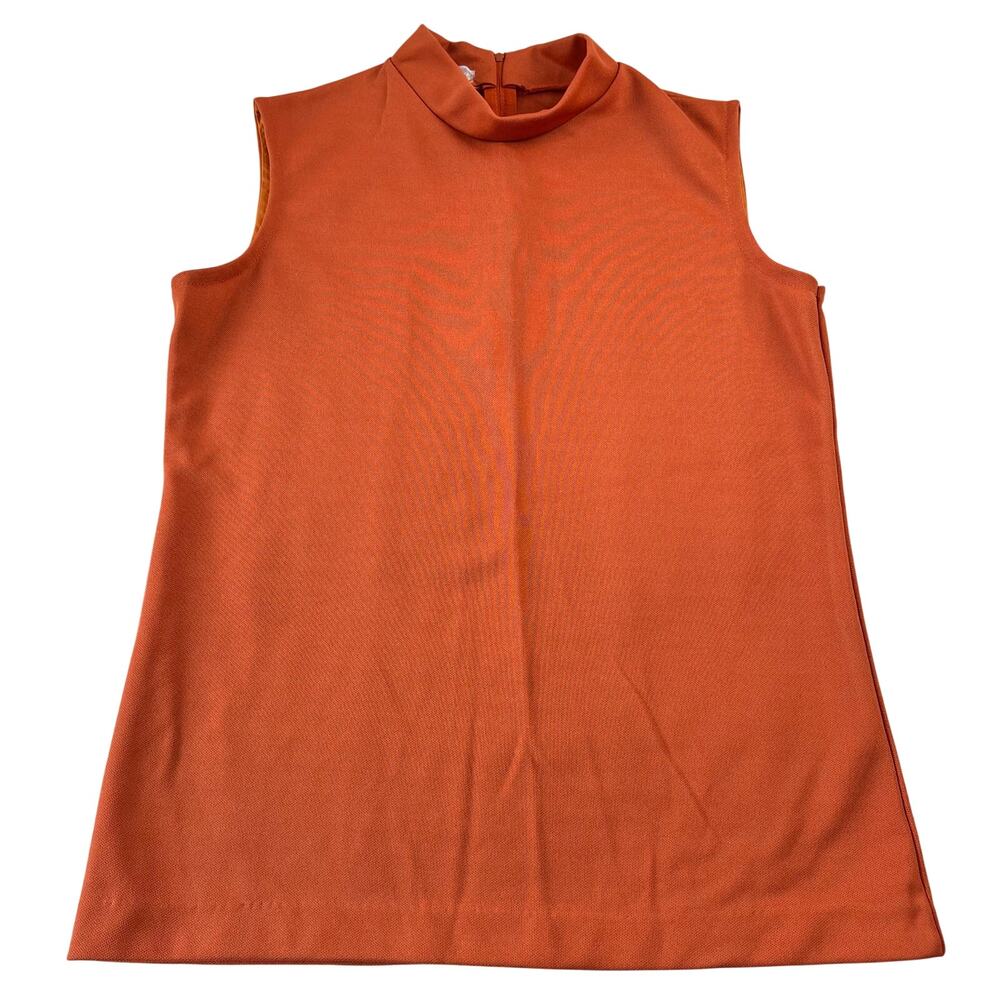 Trissi true vintage rust brown polyester tank top women’s size medium zip up